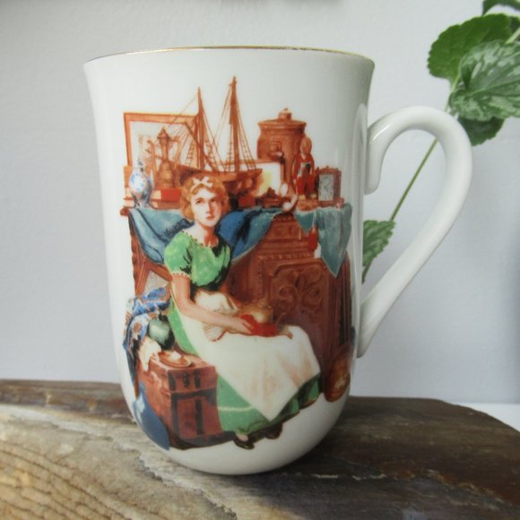 Porcelain Mug Norman Rockwell Collection "Dreams in The Antique Shop" - Picture 1 of 11